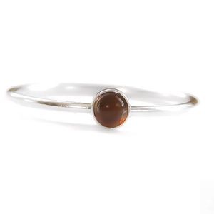 925 Sterling Silver 3mm Smokey Topaz Stacking Stackable Skinny Band Ring